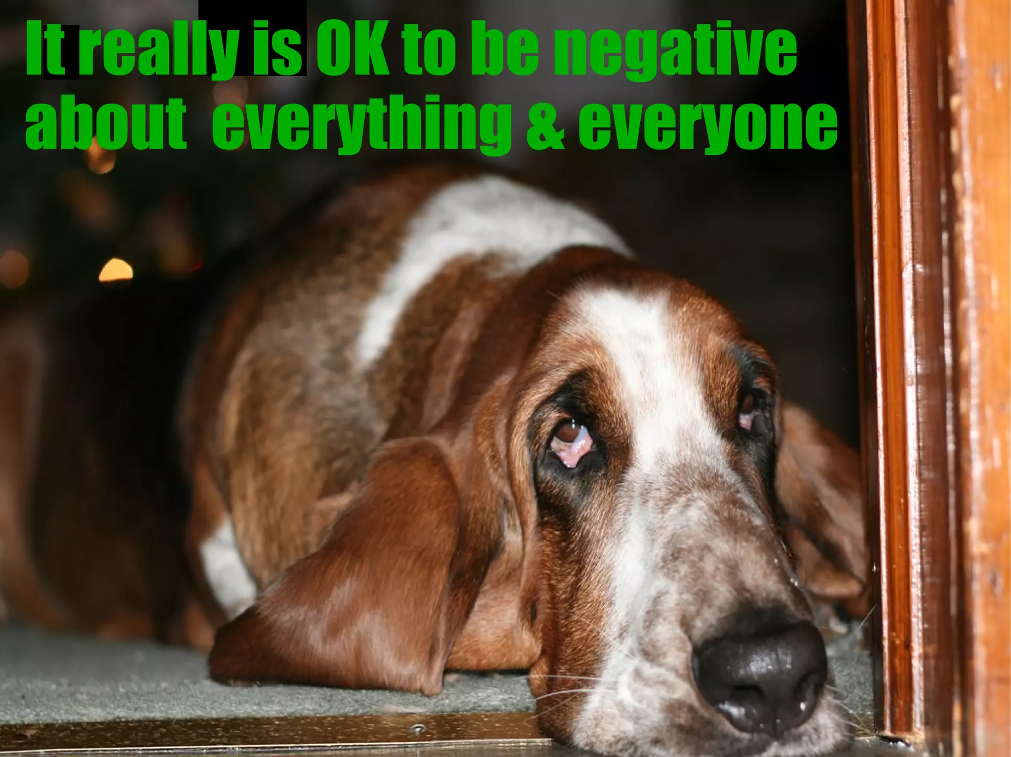 It really is OK to be negative
about everything & everyone
 