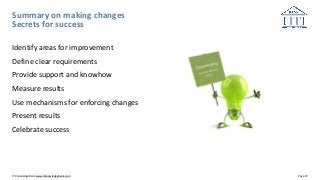 IT Knowledge Bank www.itknowledgebank.com Page 27
Summary on making changes
Secrets for success
Identify areas for improve...