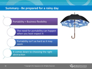 Summary - Be prepared for a rainy day ® Copyright 2011 Gigaspaces Ltd. All Rights Reserved 