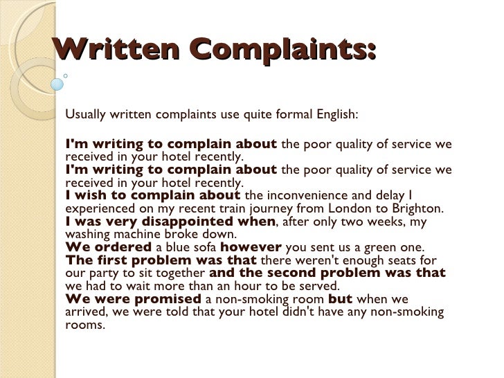 Making complaints