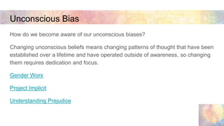 How do we become aware of our unconscious biases?
Changing unconscious beliefs means changing patterns of thought that hav...