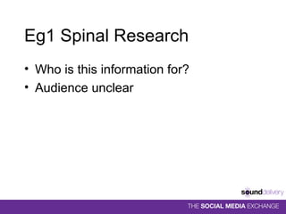 Eg1 Spinal Research Who is this information for? Audience unclear 