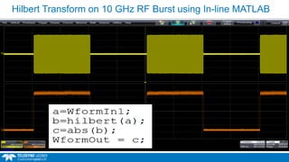 Hilbert Transform on 10 GHz RF Burst using In-line MATLAB
 