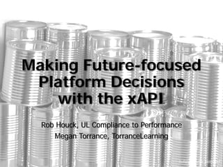 Dollarphotoclub_66935647
Making Future-focused
Platform Decisions
with the xAPI
Rob Houck, UL Compliance to Performance
Megan Torrance, TorranceLearning
 