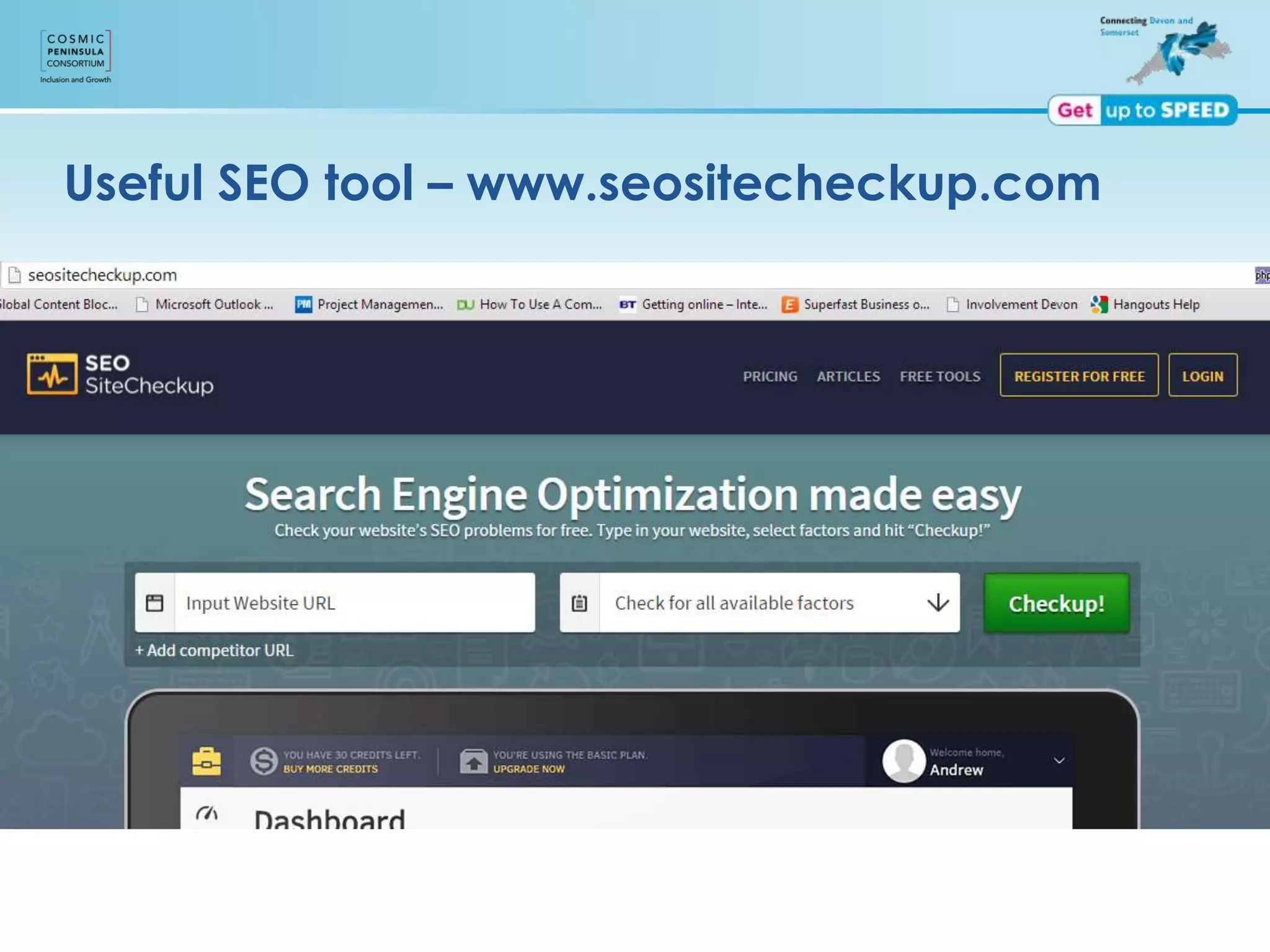 Useful SEO tool – www.seositecheckup.com
 