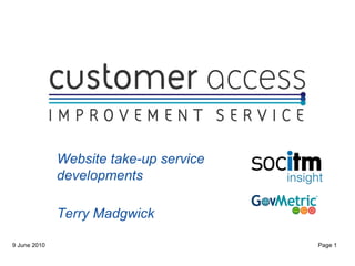 Website take-up service developments Terry Madgwick 