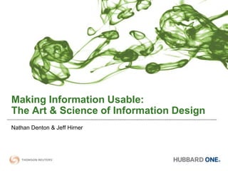 Making Information Usable: The Art & Science of Information Design Nathan Denton & Jeff Hirner 