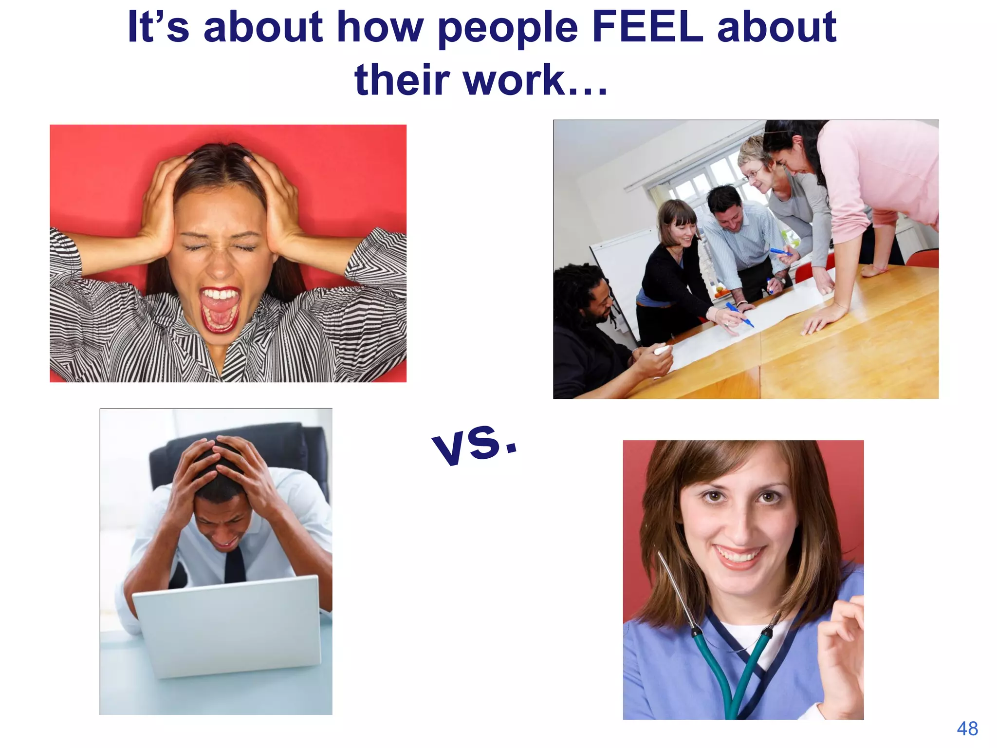 It’s about how people FEEL about
their work…

48

 