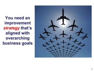 You need an
improvement
strategy that’s
aligned with
overarching
business goals

9

 
