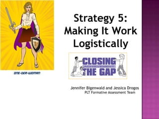 Strategy 5:
Making It Work
Logistically

Jennifer Bigenwald and Jessica Drogos
PLT Formative Assessment Team

 