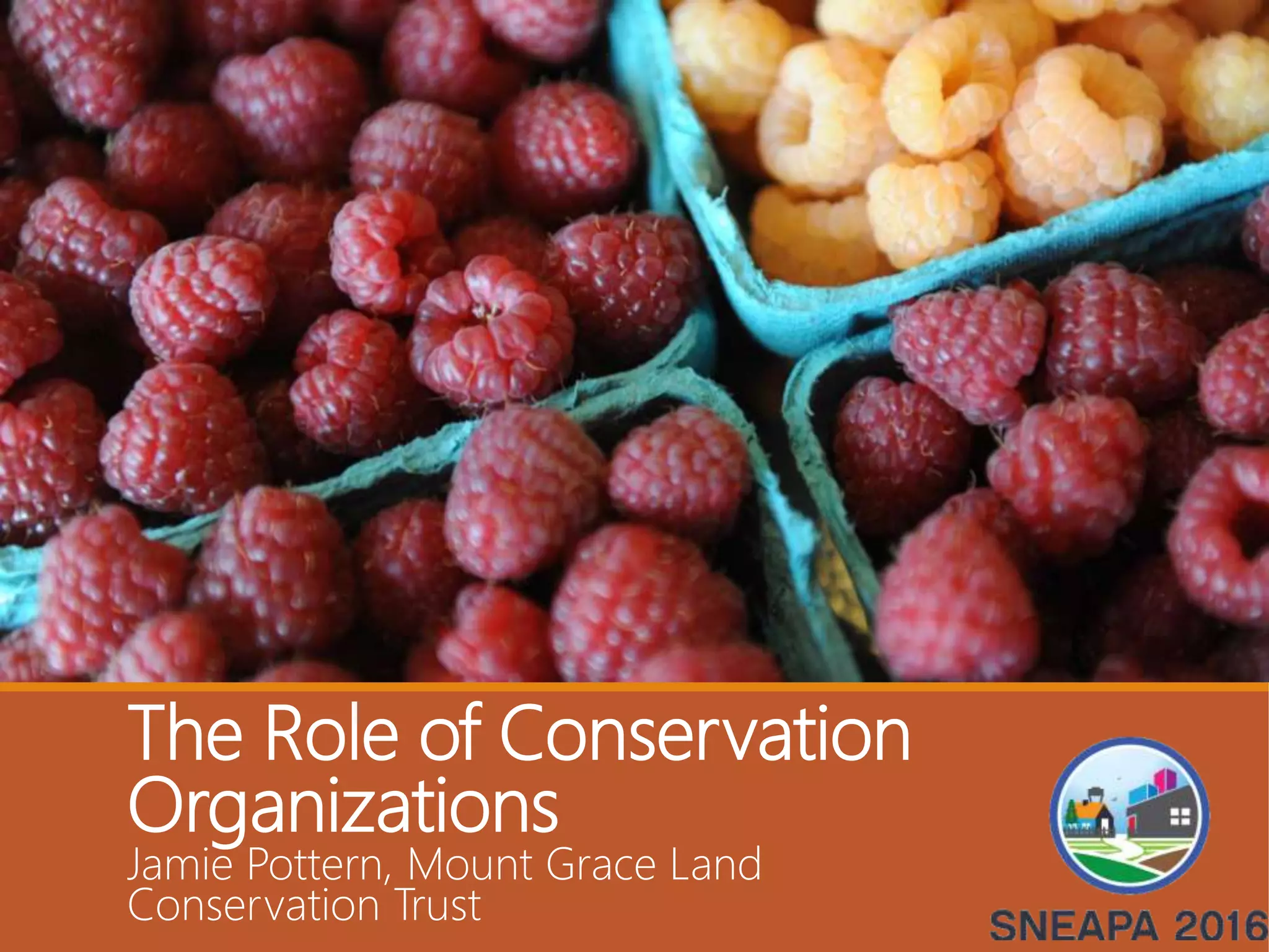 The Role of Conservation
Organizations
Jamie Pottern, Mount Grace Land
Conservation Trust
 