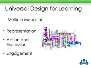 Universal Design for Learning Multiple Means of Representation Action and Expression Engagement 