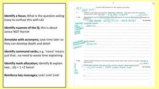 A reduction in the number of silly mistakes that
students are making.
Reduces confusion over the focus of the question.
It...