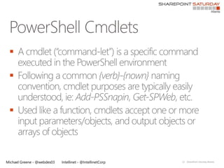 

 


 




Michael Greene - @webdes03   Intellinet - @IntellinetCorp   12   |SharePoint Saturday Atlanta
 