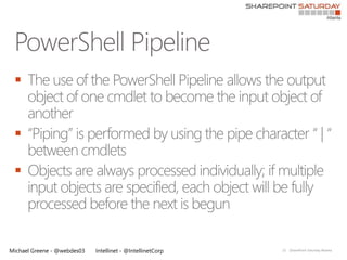 


 

 




Michael Greene - @webdes03   Intellinet - @IntellinetCorp   32   |SharePoint Saturday Atlanta
 
