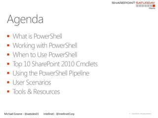 
 
 
 
 
 
 

Michael Greene - @webdes03   Intellinet - @IntellinetCorp   6   |SharePoint Saturday Atlanta
 