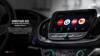 19
ONSTAR GO
An industry-ﬁrst Cognitive
Mobility Platform
IBM & GM create a data-driven operating system
that injects huma...