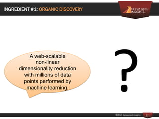 INGREDIENT #1: ORGANIC DISCOVERY




          A web-scalable
             non-linear
      dimensionality reduction
     ...
