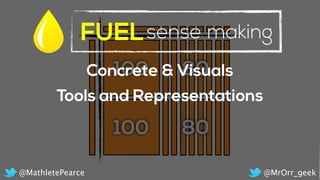 Concrete & Visuals
FUELsense making
Tools and Representations
@MrOrr_geek@MathletePearce
 