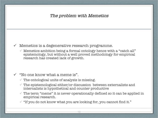 Øyvind Vada: Making Memetics a science | PPT