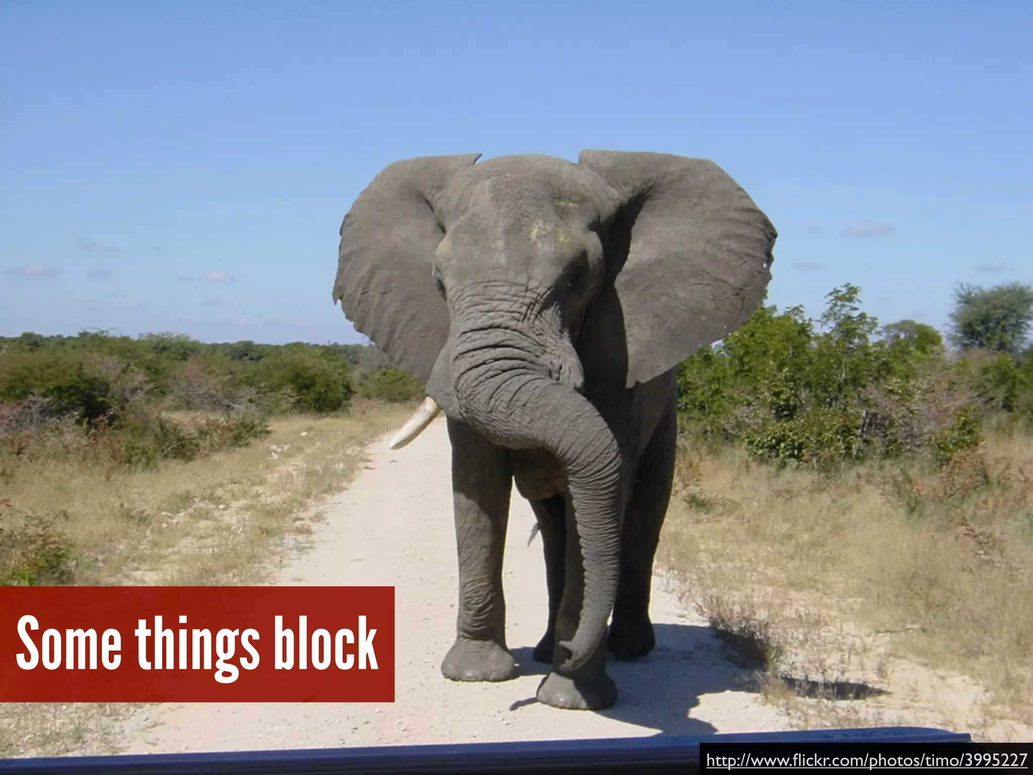 Some things block
http://www.ﬂickr.com/photos/timo/3995227
 