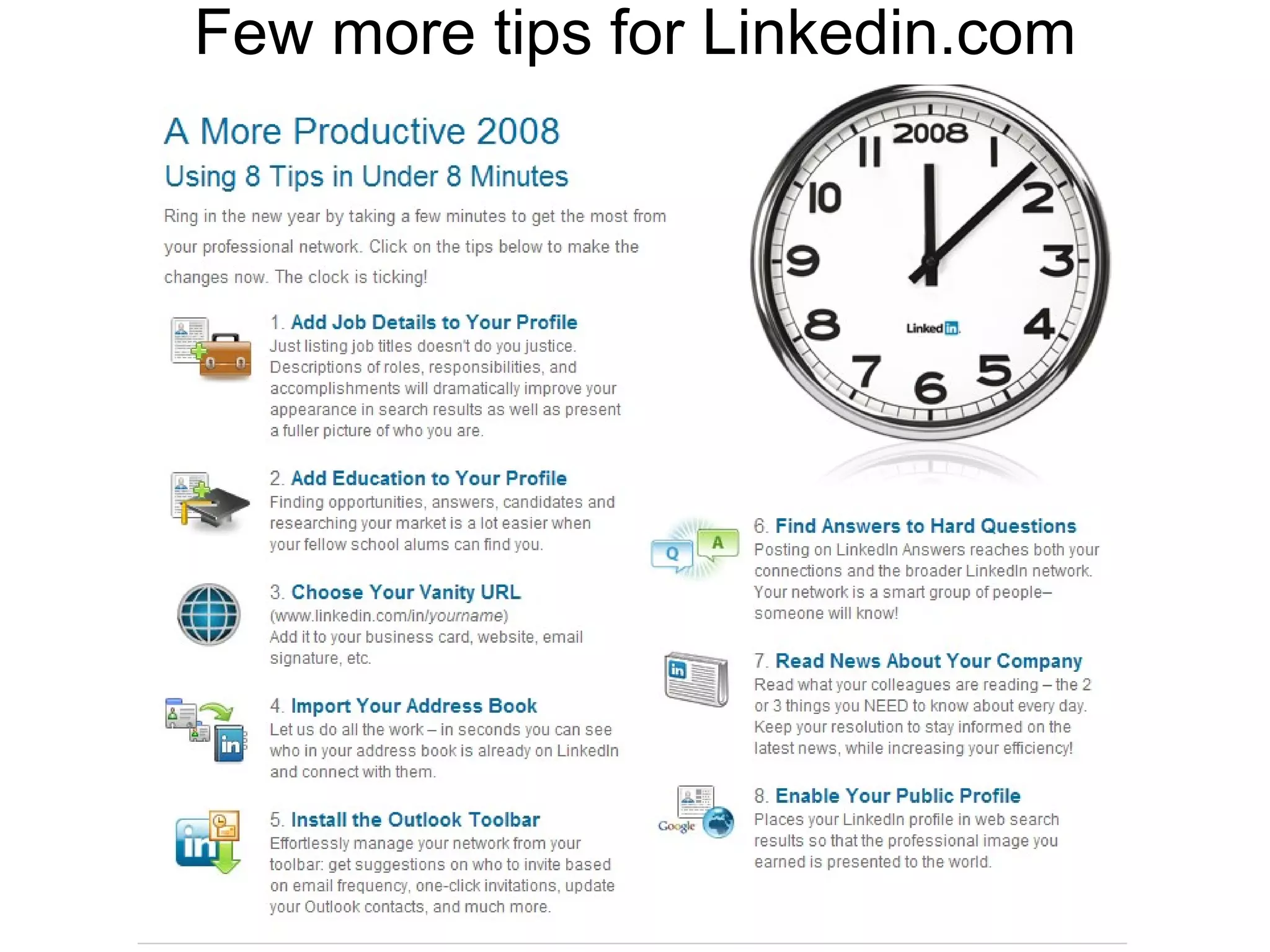 Few more tips for Linkedin.com 