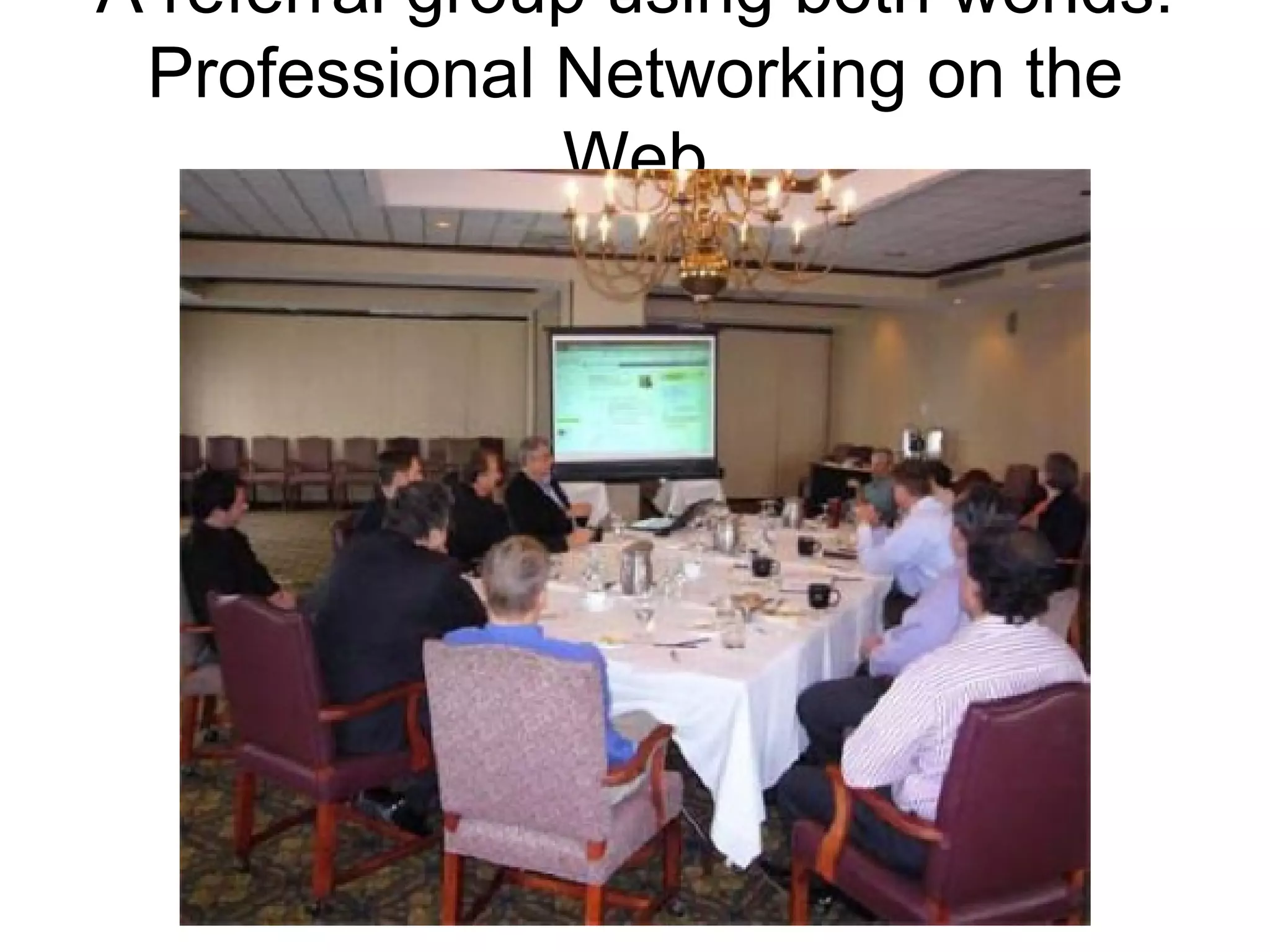 A referral group using both worlds: Professional Networking on the Web 