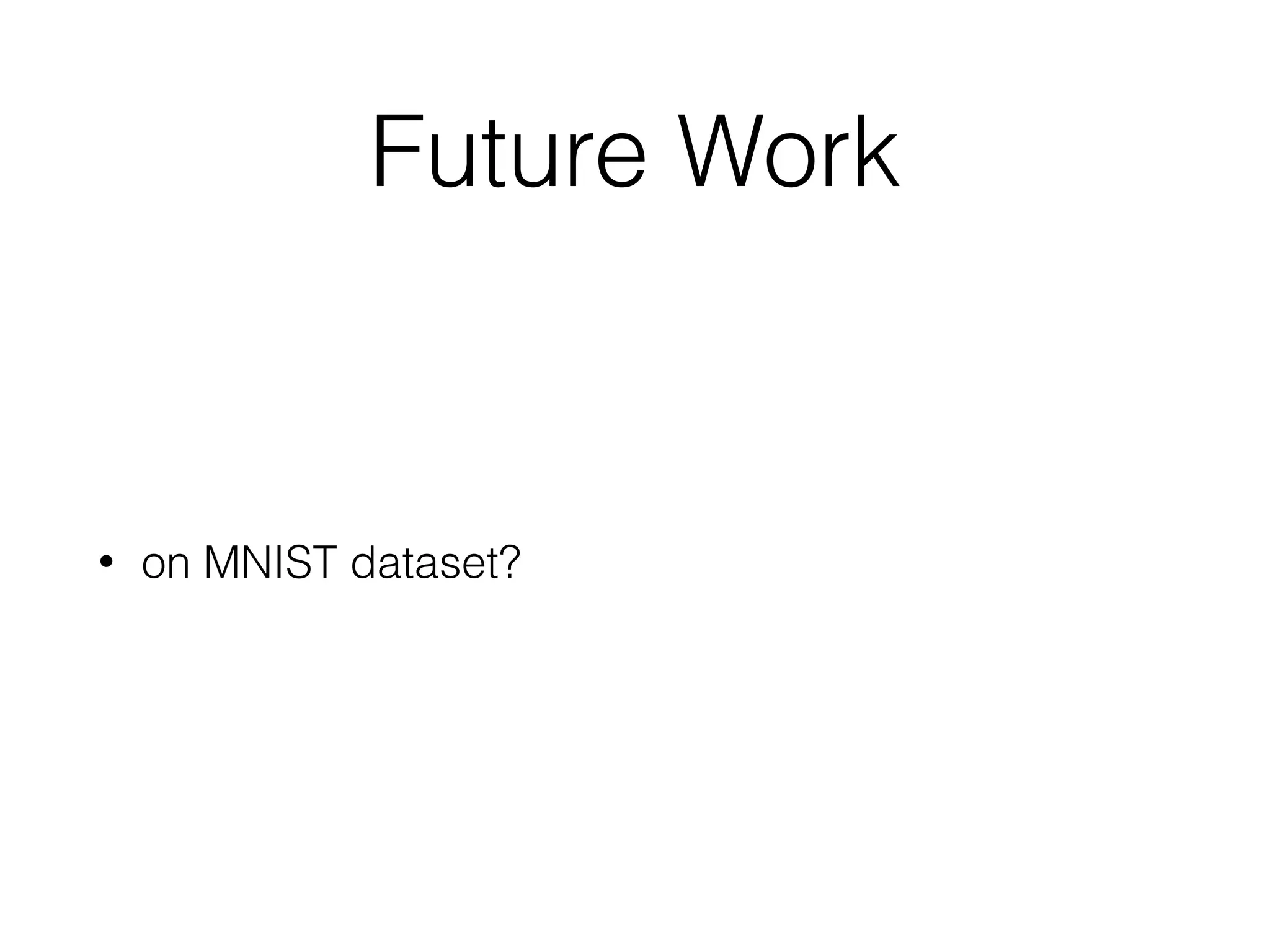 Future Work • on MNIST dataset? 