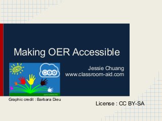 Making OER Accessible
Jessie Chuang
www.classroom-aid.com
License : CC BY-SA
Graphic credit : Barbara Dieu
 
