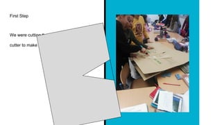 First Step
We were cutting the cartoon with the
cutter to make the beach.
 