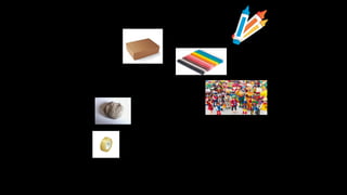 Materials
-A box of paperboard(1).
-Plasticine blue(2);green(2) and white(1).
-Playmobils:Peoples, flowers, plants and animals.
-False rocks(18-20)
-Adhesive tape(1)
 