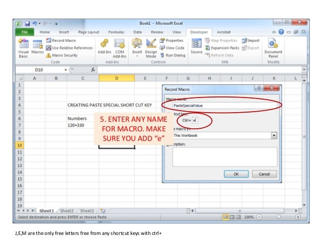 Making One Key Shortcut For Pasting Values