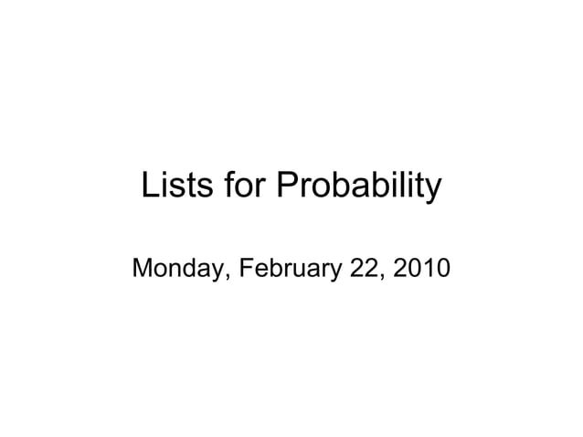 Making Organized Lists For Probability | PPT
