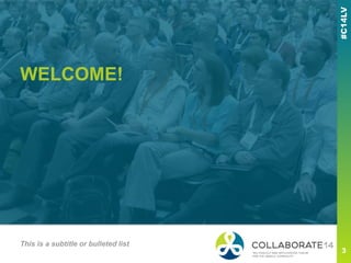 WELCOME!
This is a subtitle or bulleted list
 