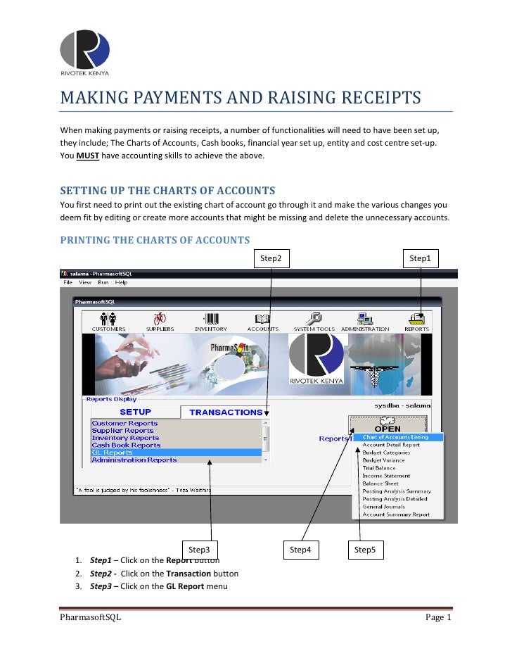 making payments and raising receipts