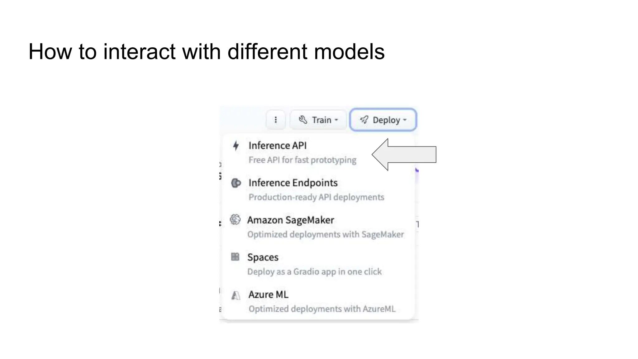 How to interact with different models
 