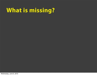 What is missing?




Wednesday, June 9, 2010
 