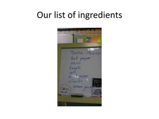 Our list of ingredients 