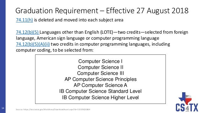 Making Sense of Computer Science Requirements for Texas High Schools