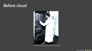 Before cloud
Copyright Computer Laboratory, University of Cambridge. Reproduced by permission.
@brunoborges
 