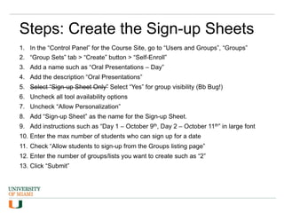 Steps: Create the Sign-up Sheets
 
