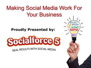 Making Social Media Work For
       Your Business

 Proudly Presented by:
 