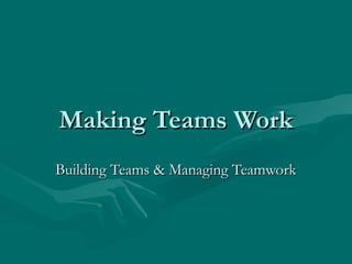 Making Teams WorkMaking Teams Work
Building Teams & Managing TeamworkBuilding Teams & Managing Teamwork
 