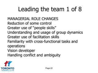 Page 20A model for teamwork 2 of 2PlanningInitiatingControllingSupportingInformingEvaluating