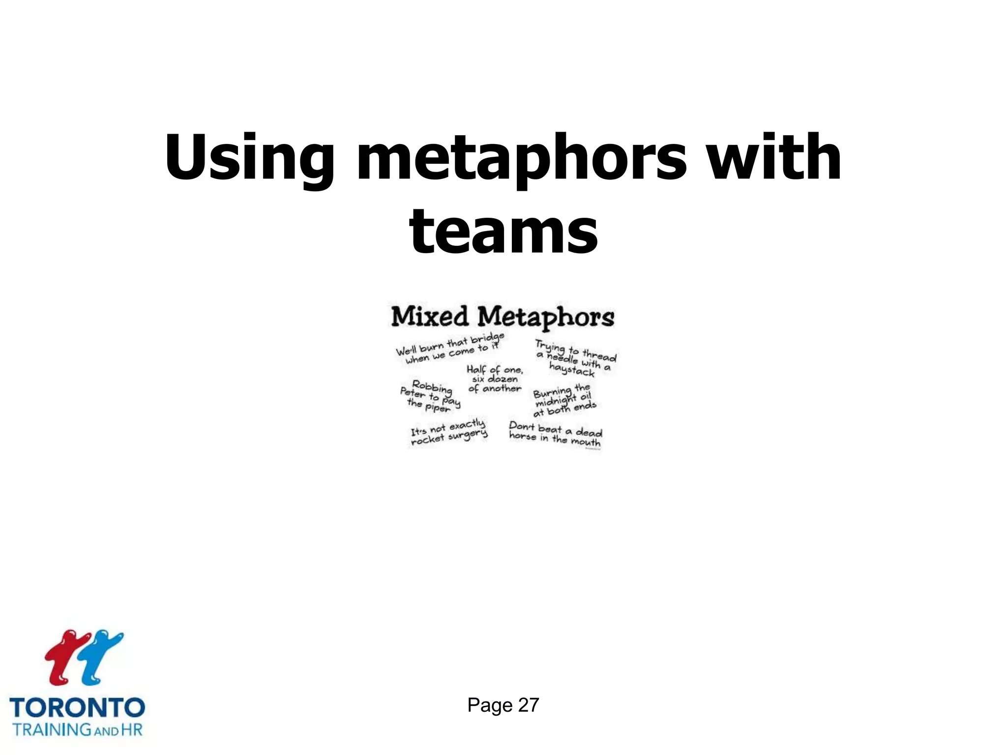 Using metaphors with
       teams




        Page 27
 
