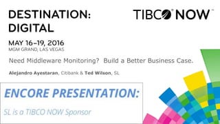 Alejandro Ayestaran, Citibank & Ted Wilson, SL
Need Middleware Monitoring? Build a Better Business Case.
 
