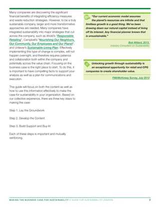 Making the Business Case for Sustainability Guide for Practitioners | PDF