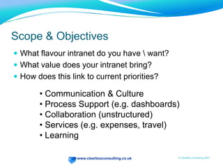 Payback PeriodThe break even point= Initial Cost/annual Savinge.g. if Intranet costs £200,000 and savings are £100,000 a year then payback period is:	200,000/100,000	= 2 yearsUseful, but not enough on its own because you don’t know if investing in something else would have been better