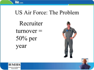 US Air Force: The Problem Recruiter turnover = 50% per year 