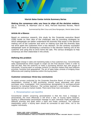 Making the consensus sale | PDF